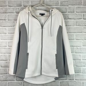 Swiss Tech Women’s Full Zip Jacket Hooded Arctic White Gray Size Medium